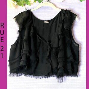 NWOT RUE 21 RUFFLED/FEATHERED DROP TAIL SLEEVELESS VEST-LIKE GARMENT XL
